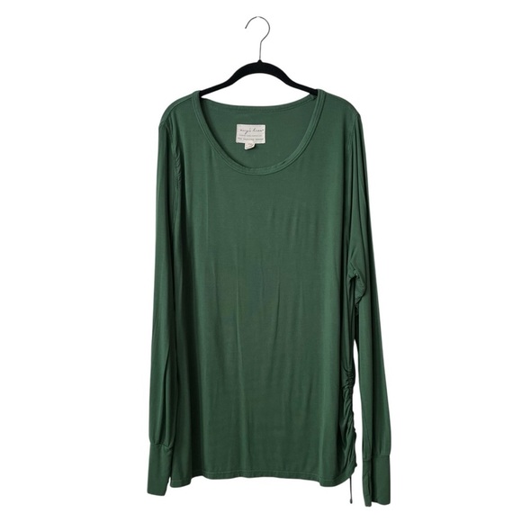 Evy’s Tree The Layering Leaves Top Women's Size 1X Green Ruched Side Long Sleeve - Picture 1 of 6